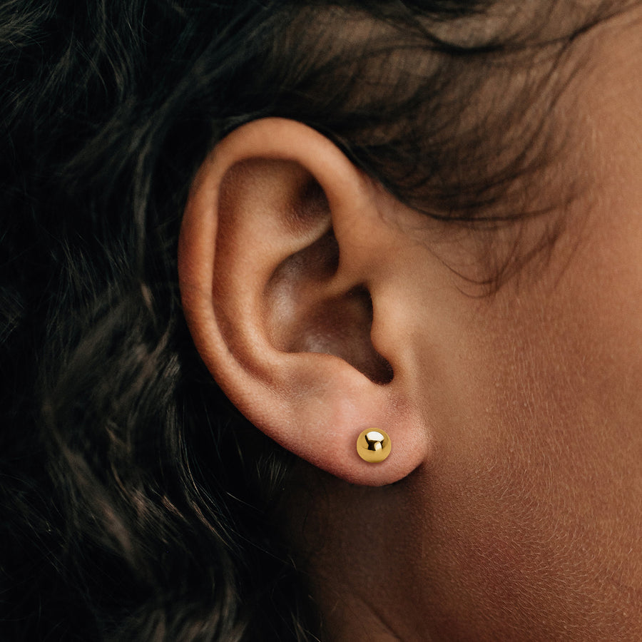 14k Yellow Gold 2-6mm Plain Hollow Gold Ball Screw back Baby Girls Stud Earrings