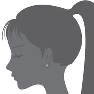 14k Gold Plated Brass Open Heart CZ Screwback Girls Earrings with Silver Post