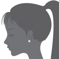 14k Gold Plated Enamel Red Flower Baby Girls Screwback Earrings with Silver Post
