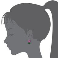 14k Gold Plated Brass Flower CZ Screwback Baby Girls Earrings with Silver Post