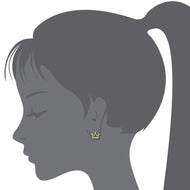 14k Gold Plated Brass Princess Crown CZ Screwback Baby Girl Earrings Silver Post