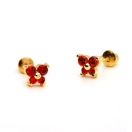 14k Gold Plated Brass Butterfly CZ Screwback Girls Earrings Sterling Silver Post