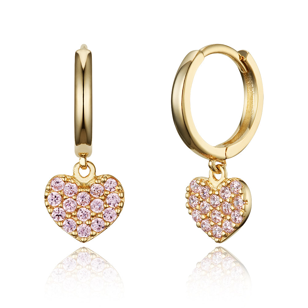 14k Gold Plated Brass Heart Plain Huggy Baby Girls Hoop Earrings