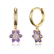 14k Gold Plated Brass Flower Plain Huggy Baby Girls Hoop Earrings