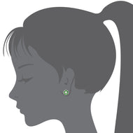 925 Sterling Silver Rhodium Plated Enamel Clover Screwback Baby Girls Earrings