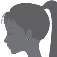925 Sterling Silver Rhodium Plated Enamel Black Star Screwback Baby Girl Earring