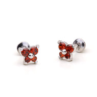 925 Sterling Silver Rhodium Plated Butterfly CZ Screwback Baby Girls Earrings