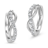 925 Sterling Silver Rhodium Plated Infinity Baby Girls CZ Huggie Earrings
